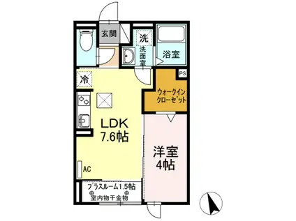 アヴニールリアン(1DK/2階)の間取り写真