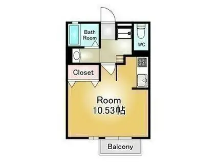 アルコバレーノ(ワンルーム/2階)の間取り写真