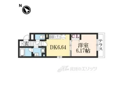 MONTEROSSO京大前(1DK/1階)の間取り写真