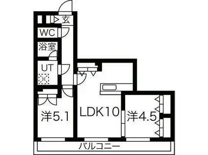 メニーズコート麻生西プレミア(2LDK/4階)の間取り写真
