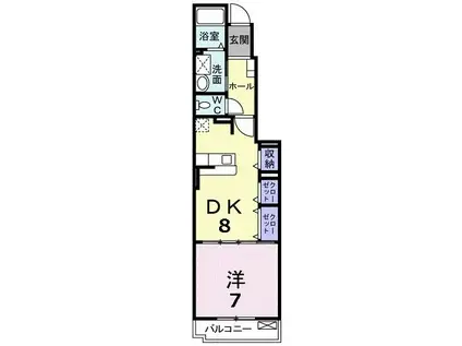 ベルアンジュ(1DK/1階)の間取り写真