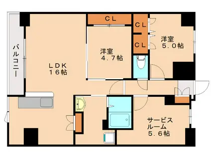 S-RESIDENCE伊都ATTIRANT(2SLDK/13階)の間取り写真