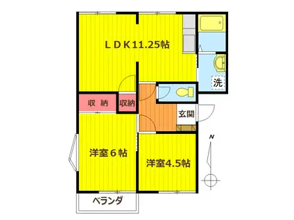 フレグランス高橋(2LDK/1階)の間取り写真