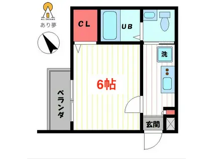 ソリッド保土ヶ谷壱番館(1K/2階)の間取り写真