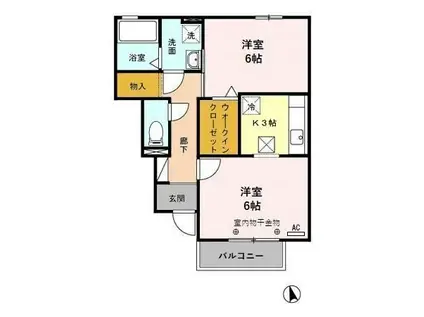 ソレアードV(1LDK/1階)の間取り写真