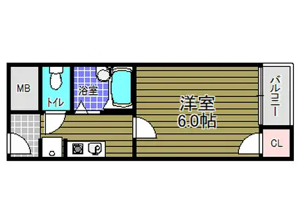 RX富田林(1K/4階)の間取り写真