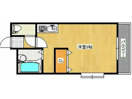 ロイヤルヴィラ下伊福(ワンルーム/3階)の間取り写真