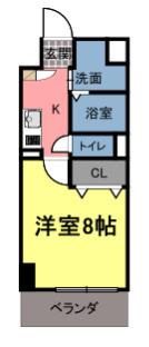 S PLACE BLD(1K/8階)の間取り写真
