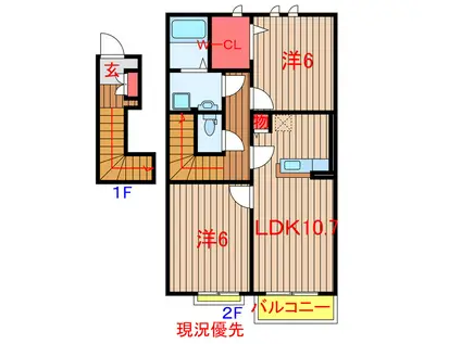 サンガーデン和泉 弐・参番館(2LDK/2階)の間取り写真
