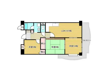 ステーションハイツ千里丘II(3LDK/2階)の間取り写真