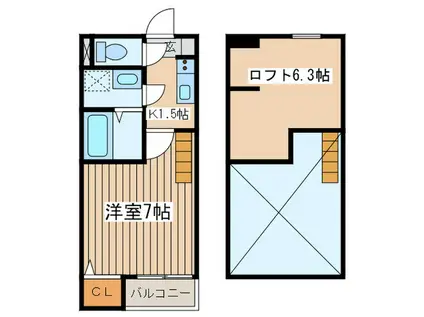 グリシーヌ西鶴間(1K/1階)の間取り写真
