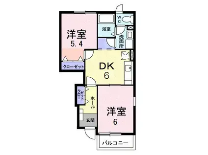 プロムナードC(2DK/1階)の間取り写真