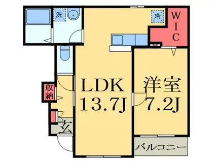 ブリーゼ・ベル・ウッドIII(1LDK/1階)の間取り写真