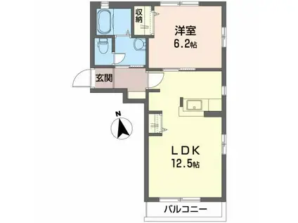 ディアス国見町(1LDK/2階)の間取り写真