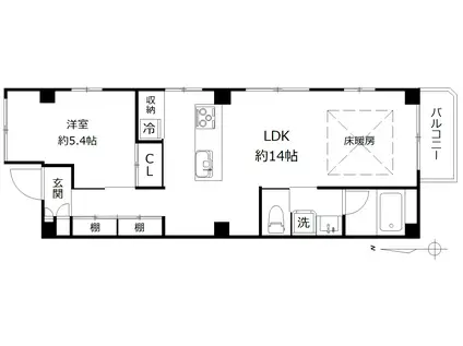 SR世田谷 エスアールセタガヤ(1LDK/1階)の間取り写真
