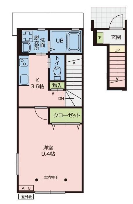 NAVIA D棟(1K/2階)の間取り写真
