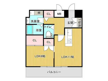 YKハイツ小久保(1LDK/8階)の間取り写真