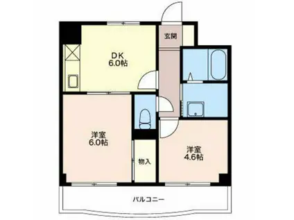 メゾンラポール(2DK/2階)の間取り写真