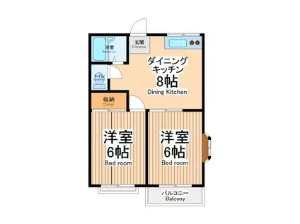 ファミール町田(2DK/1階)の間取り写真