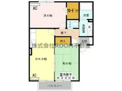 TKIフラットA棟(2DK/2階)の間取り写真