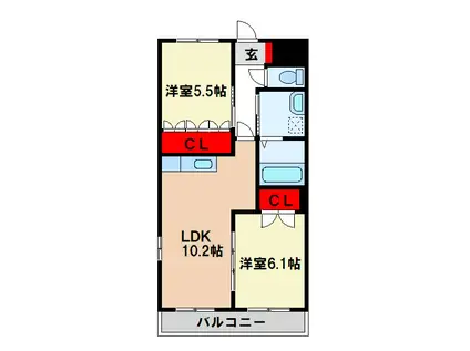 エル・キャッスルI(2LDK/2階)の間取り写真