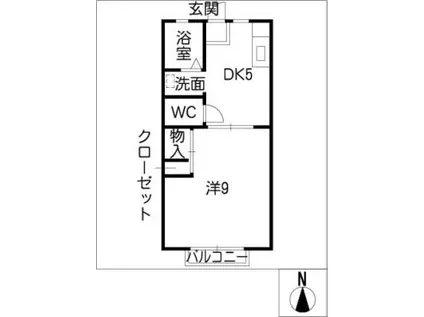 サンハイム(1DK/1階)の間取り写真