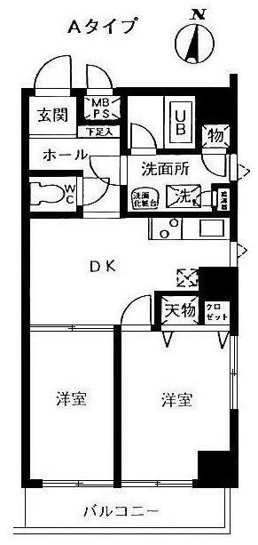 エルパラシオ(2DK/9階)の間取り写真