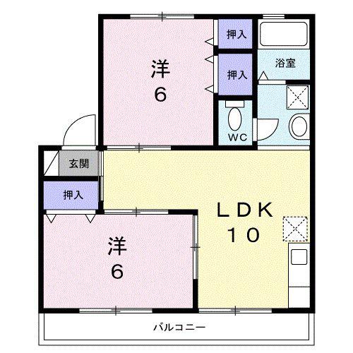 ヴィラたかせ(2LDK/2階)の間取り写真