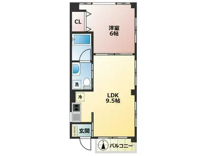 ソラ廣谷(1LDK/2階)の間取り写真