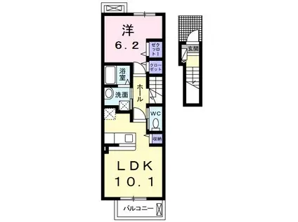 フォレスト 西岡崎(1LDK/2階)の間取り写真