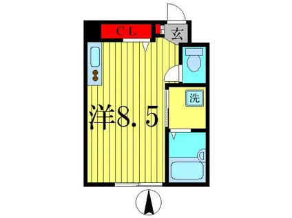 パラッツォ・グラティオーソ(ワンルーム/4階)の間取り写真