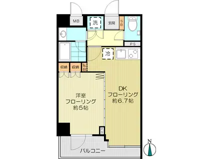 パティオ西早稲田(1DK/6階)の間取り写真