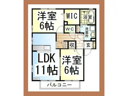 DL リビングタウン大和南A(2LDK/2階)の間取り写真