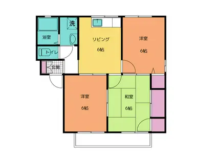 ヴェルハイム上青木(3DK/1階)の間取り写真