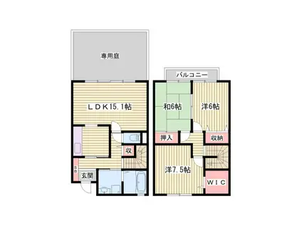 ボナール白水(3LDK/1階)の間取り写真