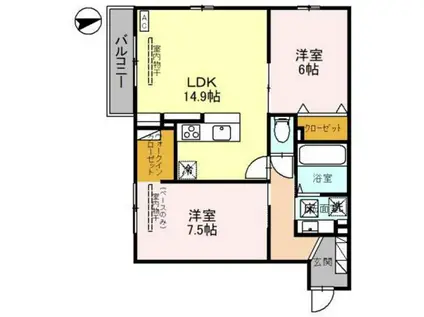 クロワール(2LDK/1階)の間取り写真