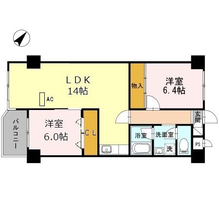 MYコーポ(2LDK/2階)の間取り写真