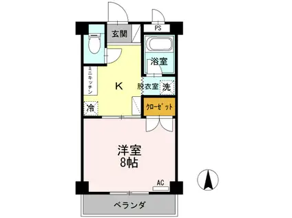 大安寺マンション(1K/3階)の間取り写真
