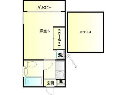 Mコーポ(1SK/1階)の間取り写真