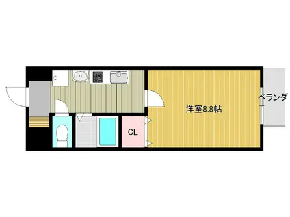 パルティール覚王山(1K/8階)の間取り写真