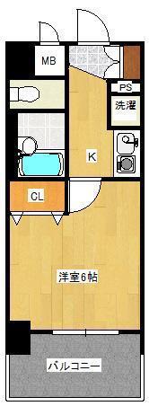 ライオンズマンション三萩野駅前(1K/2階)の間取り写真