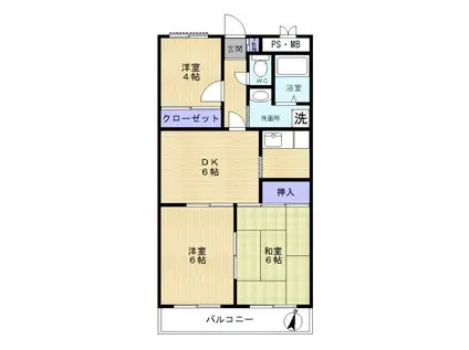 ハイム美笹(3DK/1階)の間取り写真