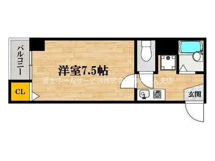 エムズビレッジ(1K/4階)の間取り写真