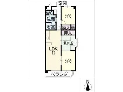 ダイアヒルズ常願通(3LDK/5階)の間取り写真