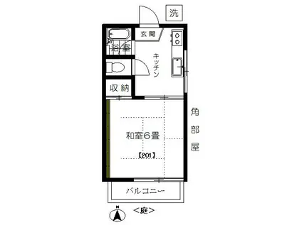 ユーエスコーポ(1K/2階)の間取り写真