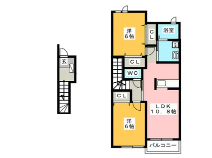 カーサ・イリーデA(2LDK/2階)の間取り写真