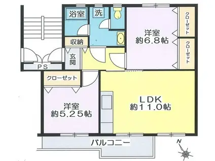 滝山第二 3-1-13号棟(2LDK/3階)の間取り写真