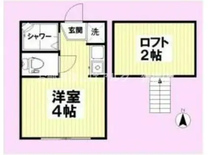 フェリスシャンテ(ワンルーム/2階)の間取り写真