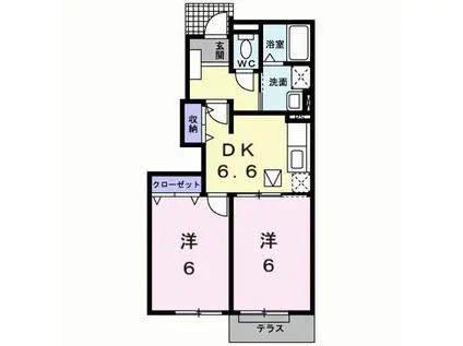 ハイファイン藤(2DK/1階)の間取り写真