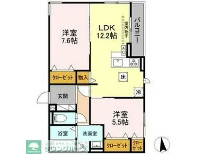 メゾンセリーブ(2LDK/1階)の間取り写真